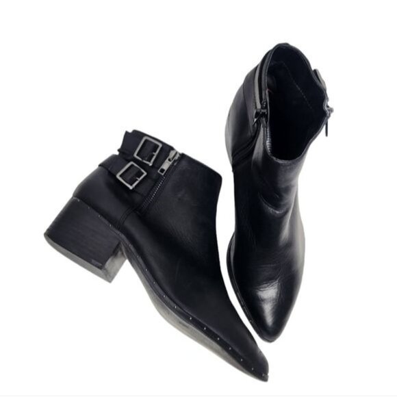 BLEECKER & BOND Georgia Black Leather Ankle Booties - Picture 6 of 14